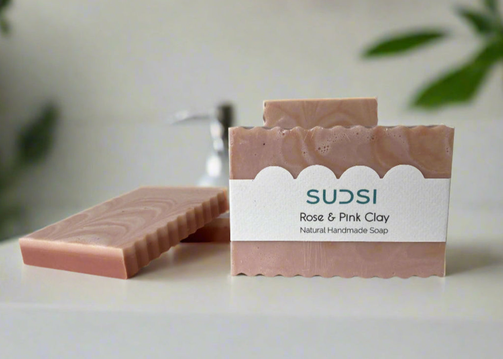 Pink Clay & Rose Feathered Soap