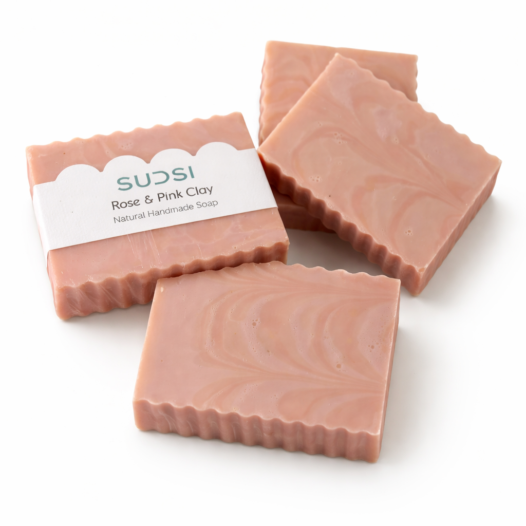 Pink Clay & Rose Feathered Soap