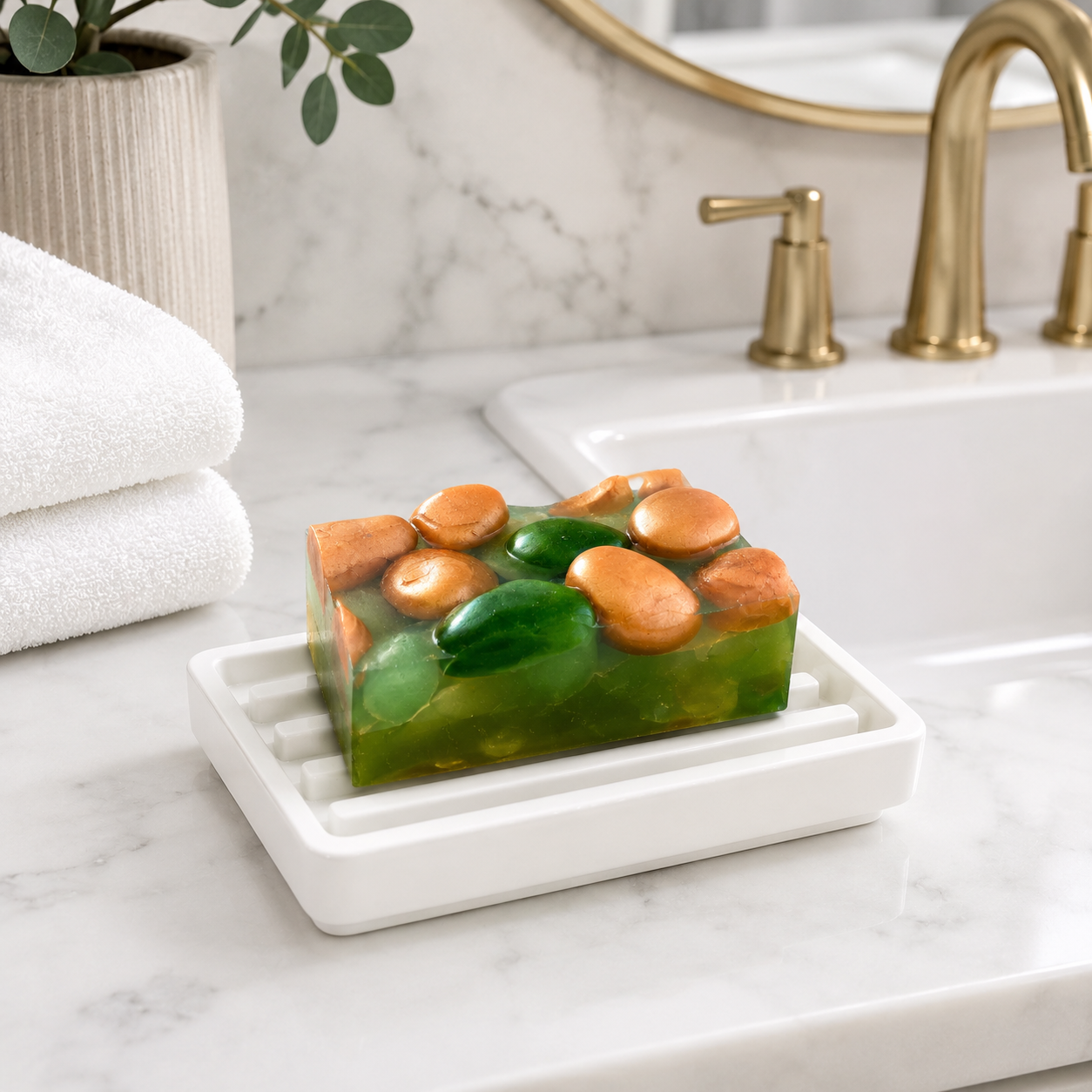 Emerald Aura Sculptural Soap