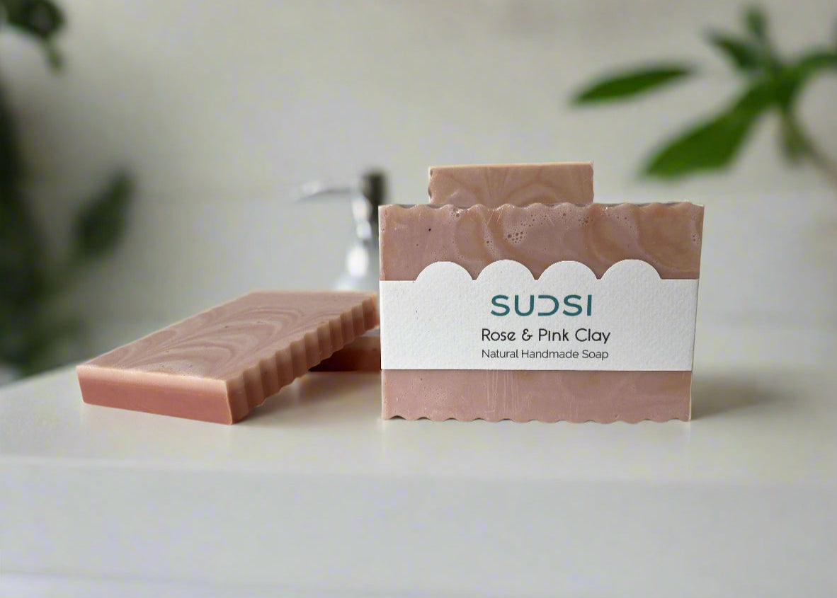 Pink Clay & Rose Feathered Soap