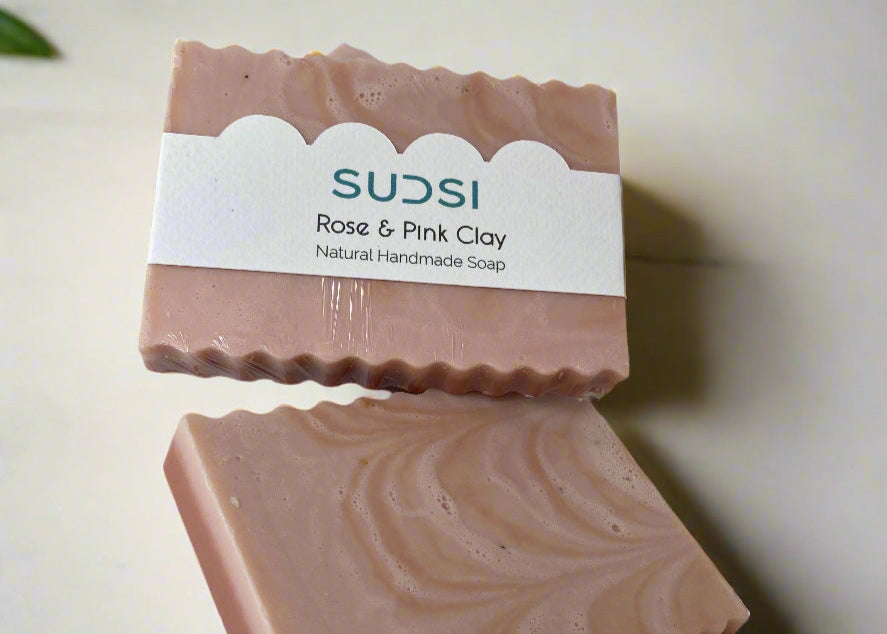 Pink Clay & Rose Feathered Soap