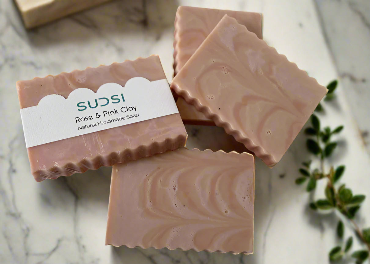 Pink Clay & Rose Feathered Soap