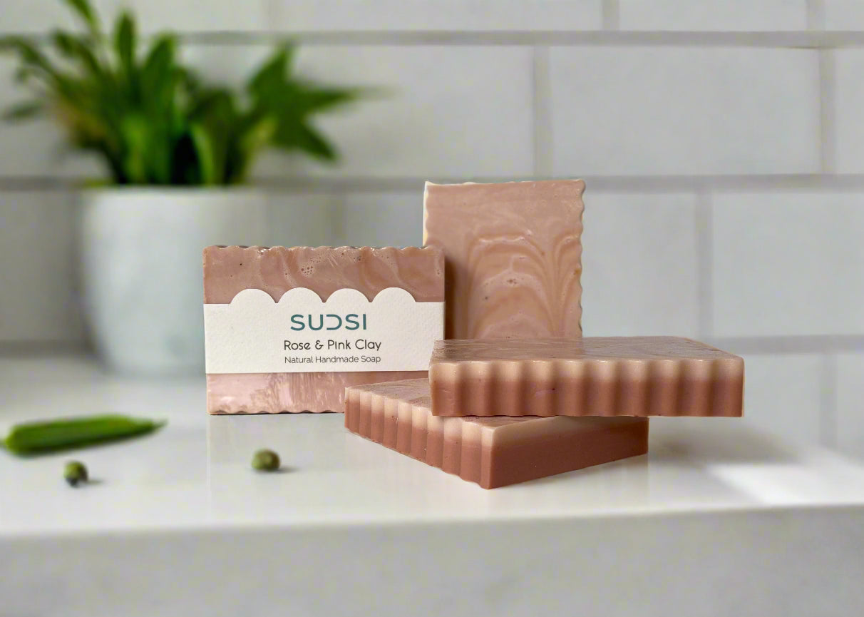 Pink Clay & Rose Feathered Soap