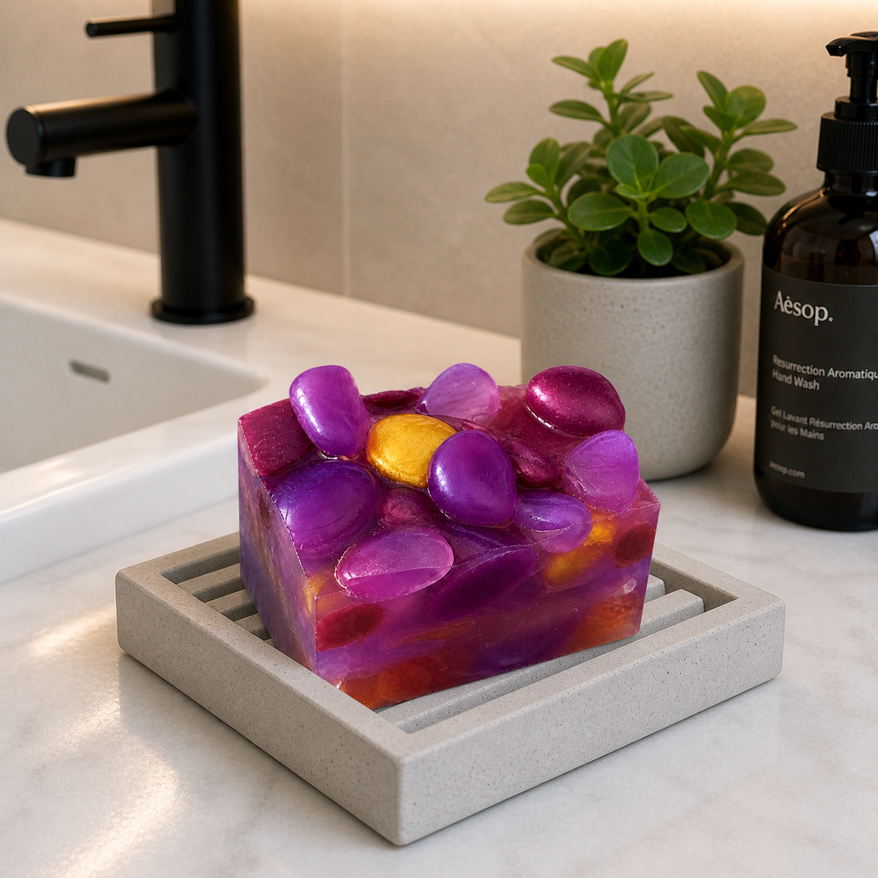 Amethyst Aura Sculptural Soap