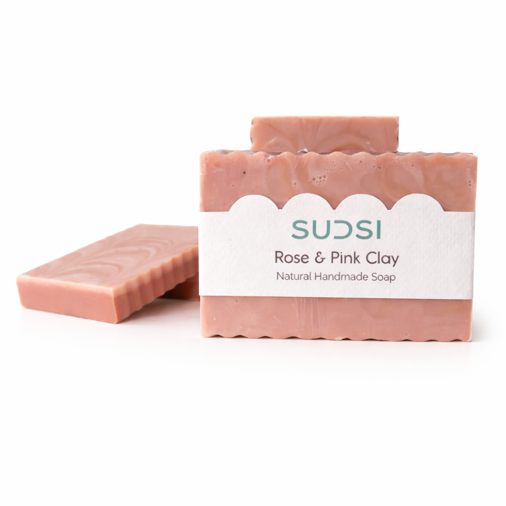 Pink Clay & Rose Feathered Soap
