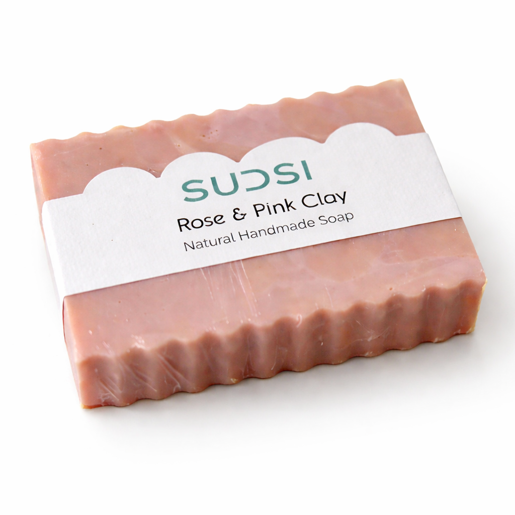 Pink Clay & Rose Feathered Soap